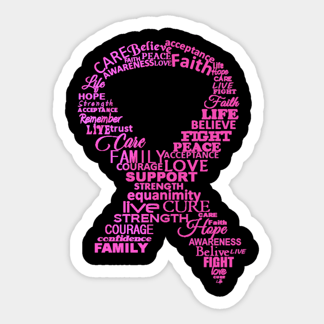 Motivational Breast Cancer Pink Ribbon,Inspirational Cancer awareness Sticker by Jozka